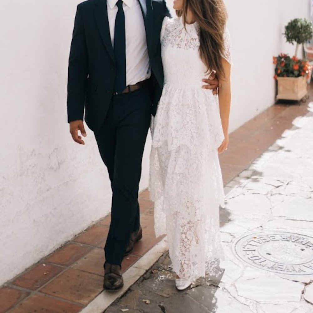 SELF-PORTRAIT Tiered corded lace maxi dress